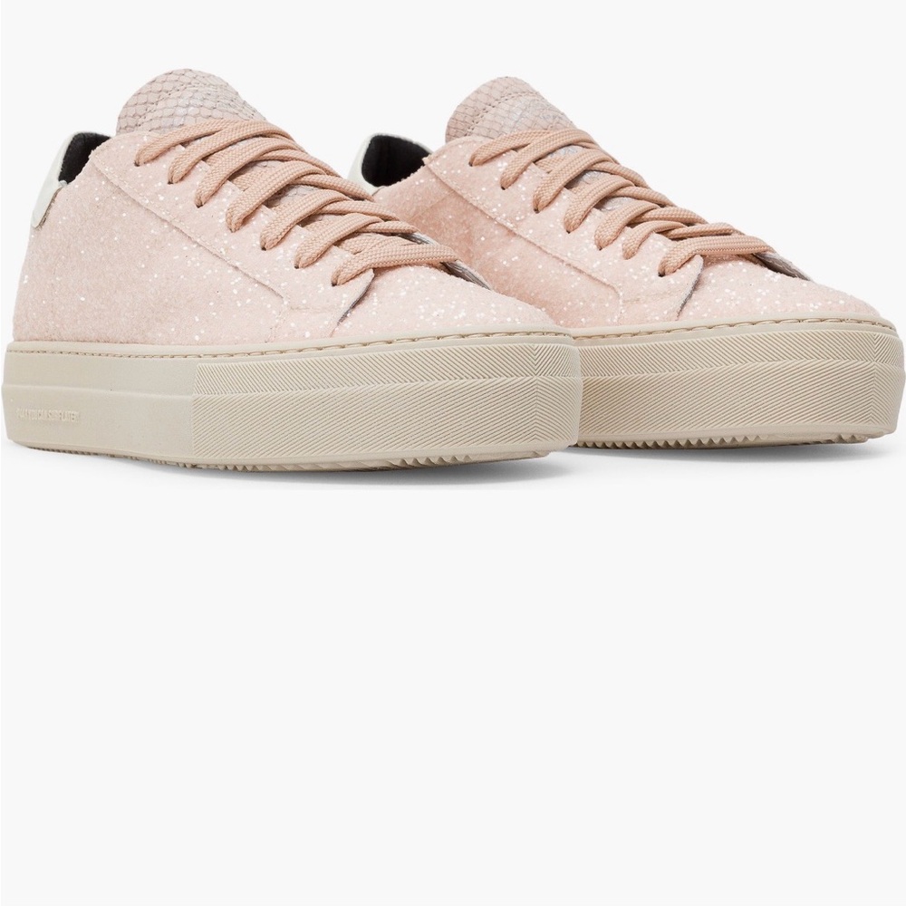 P448 Blush Pink Sparkle Platform Sneakers